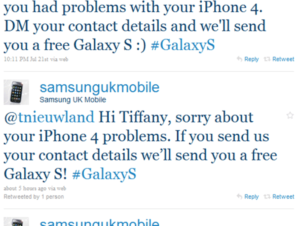 Samsung se sert de l'affaire Antennagate pour créer le buzz autour du Galaxy S