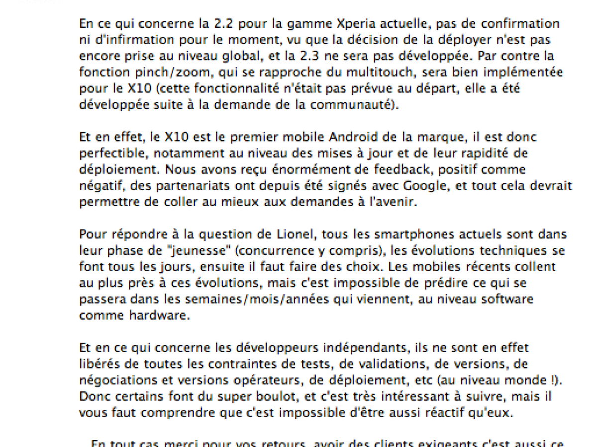 La gamme XPERIA de Sony Ericsson : Android 2.2 ? Android 2.3 ?