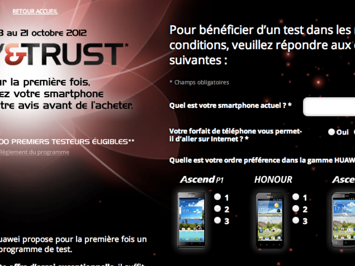Essayer gratuitement le Huawei Ascend P1 ? C'est possible !