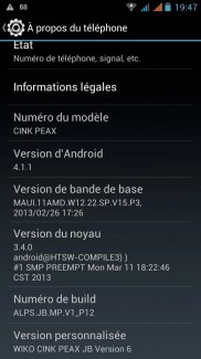 Wiko Cink Peax, la mise à jour de Jelly Bean est arrivée
