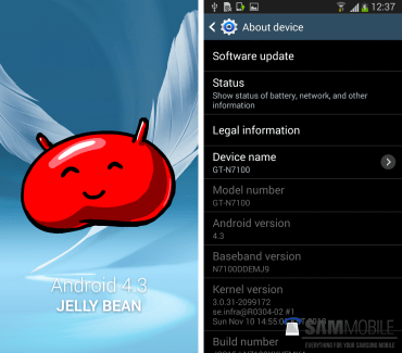 Galaxy Note 2 : une nouvelle version test d’Android 4.3 apparait sur le GT-N7100