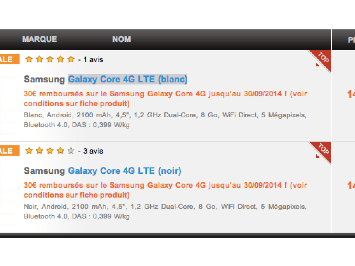 Bon plan : Samsung Galaxy Core 4G LTE à 119 euros