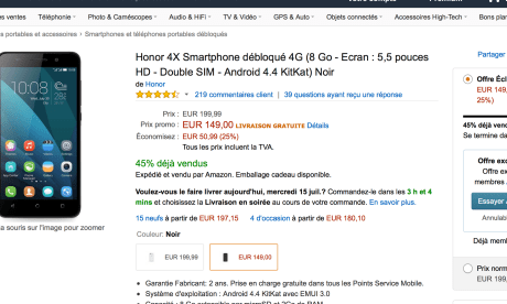Bon plan : Honor 4X à 119 euros au lieu de 199 euros
