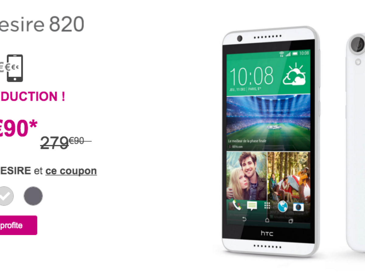 Bon plan : 80 euros de réduction sur le HTC Desire 820 chez Bouygues Telecom