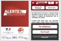 Première utilisation de l'application Alerte Enlèvement