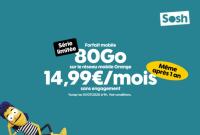 Sosh renouvelle son excellent forfait 80 Go à 14,99 euros par mois