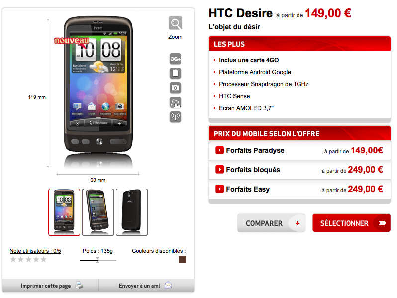 Le HTC Desire est en ligne sur Virgin Mobile et nous vous offrons 30 euros de réduction !