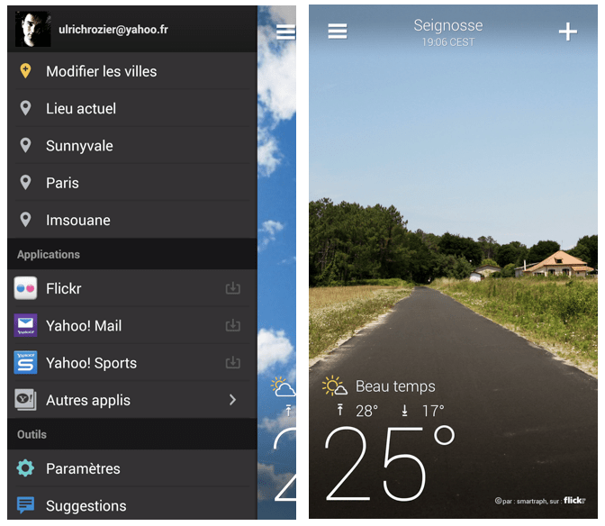 Yahoo vient de lancer une application météo sur Android, très complète !