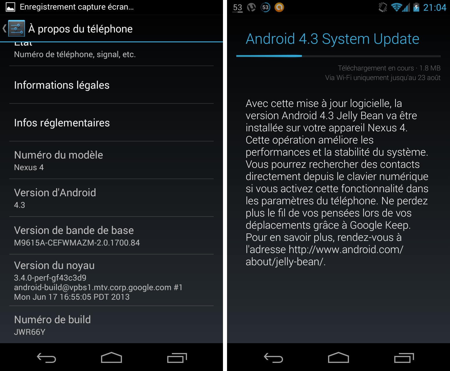 Android 4.3 : une mise à jour mineure arrive sur la gamme Google Nexus