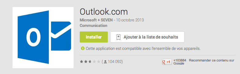 Outlook.com 7.8 pour Android améliore la recherche dans les emails