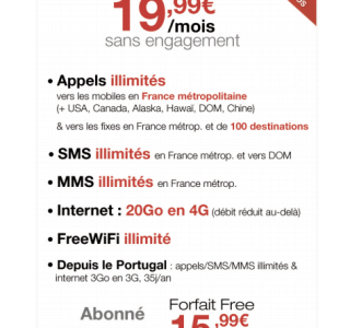 Free inclut la 4G dans son forfait à 19,99 euros/mois avec 20 Go de fair-use !