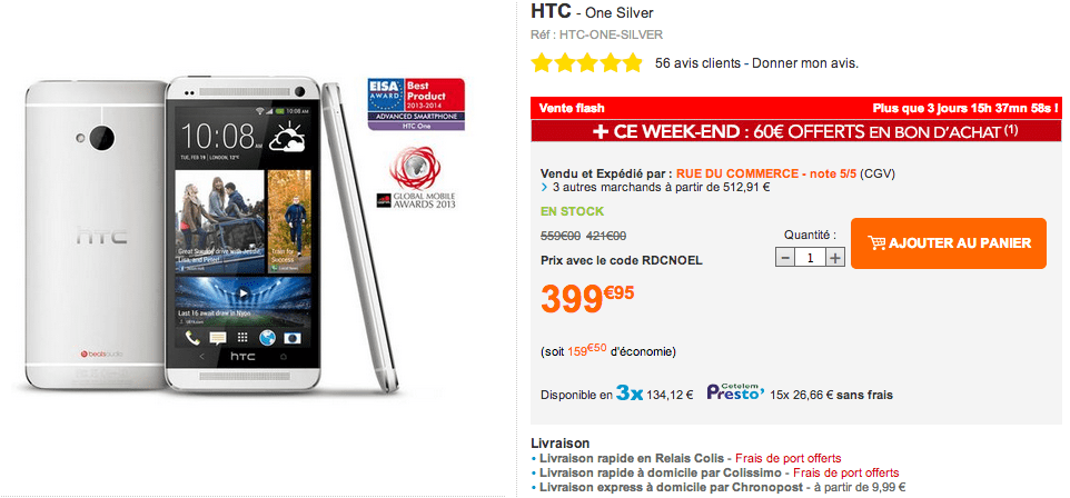 Bon plan : HTC One (32 Go) à moins de 400 euros
