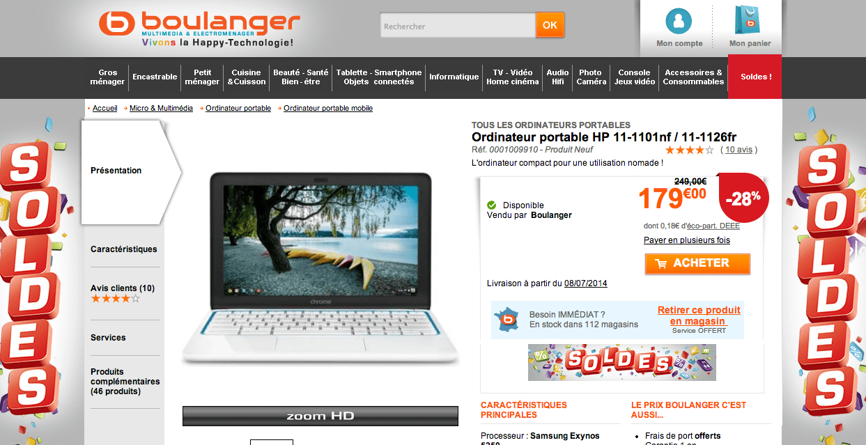 Soldes : HP Chromebook à 180 euros