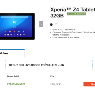 Sony Xperia Z4 Tablet : les livraisons sont encore repoussées