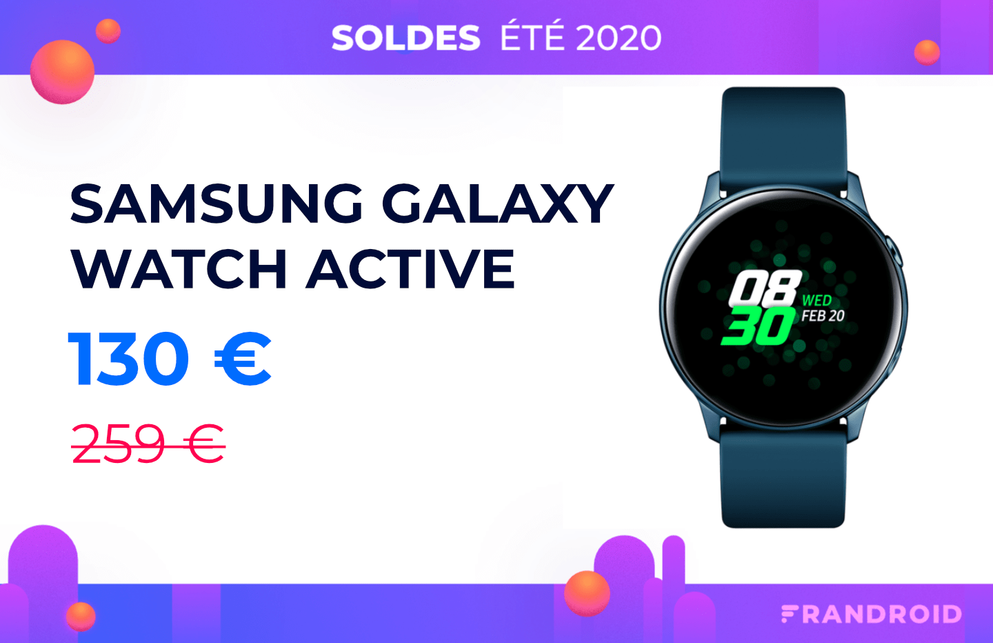 Le prix de la Samsung Galaxy Watch Active a rarement été aussi bas