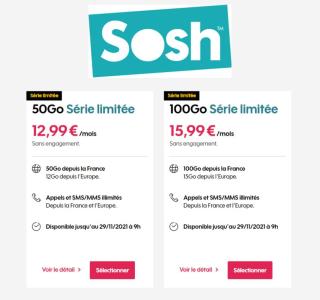 Sosh : deux excellents forfait mobile 4G en série limitée (50 et 100 Go) pour pas cher