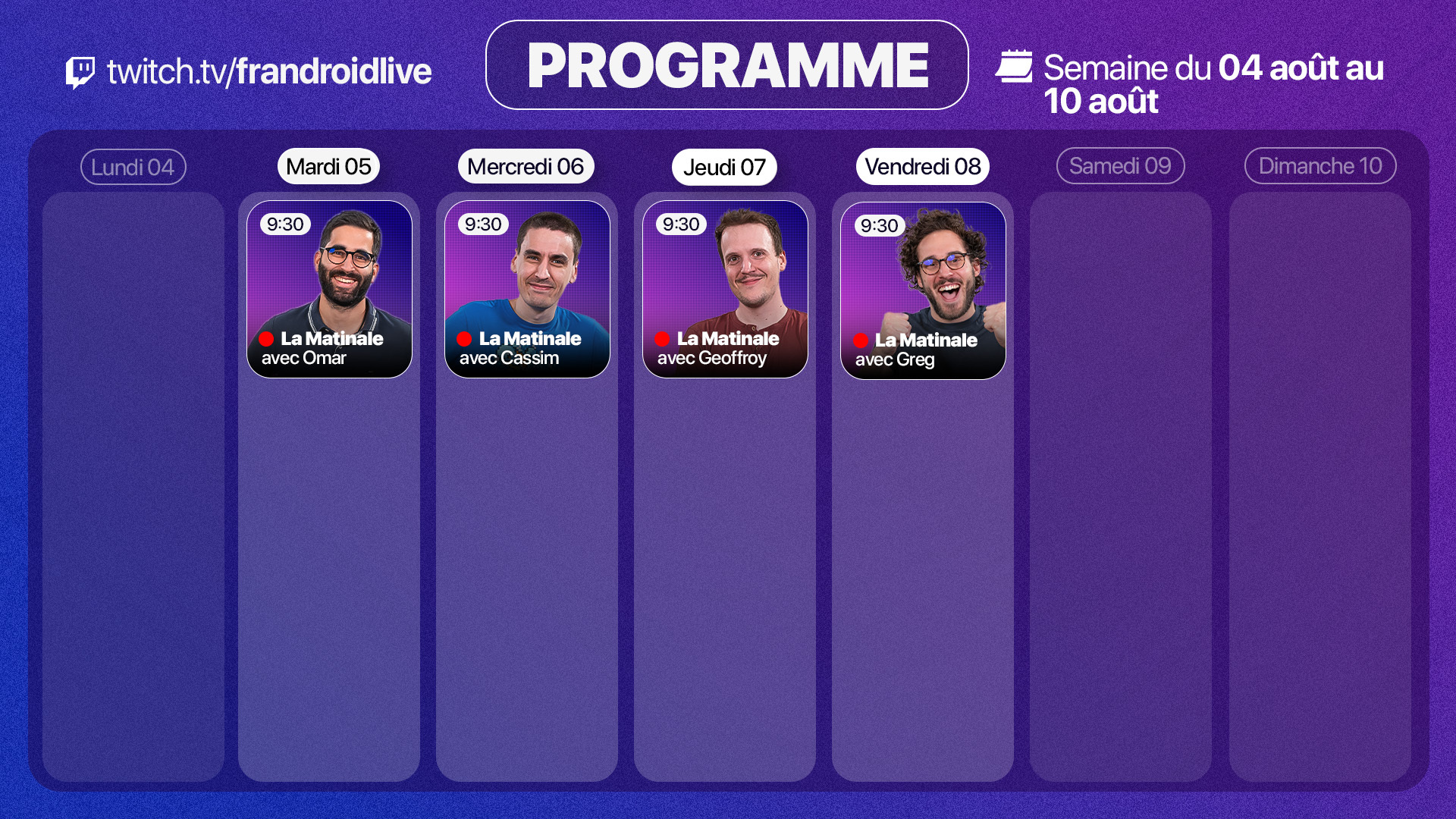 Quatre Matinales rien que pour vous : notre programme Twitch de la semaine monte en température