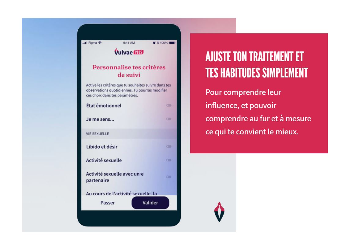 Prévision de ce à quoi ressemblera l’application Vulvae, sur vulvae.io
