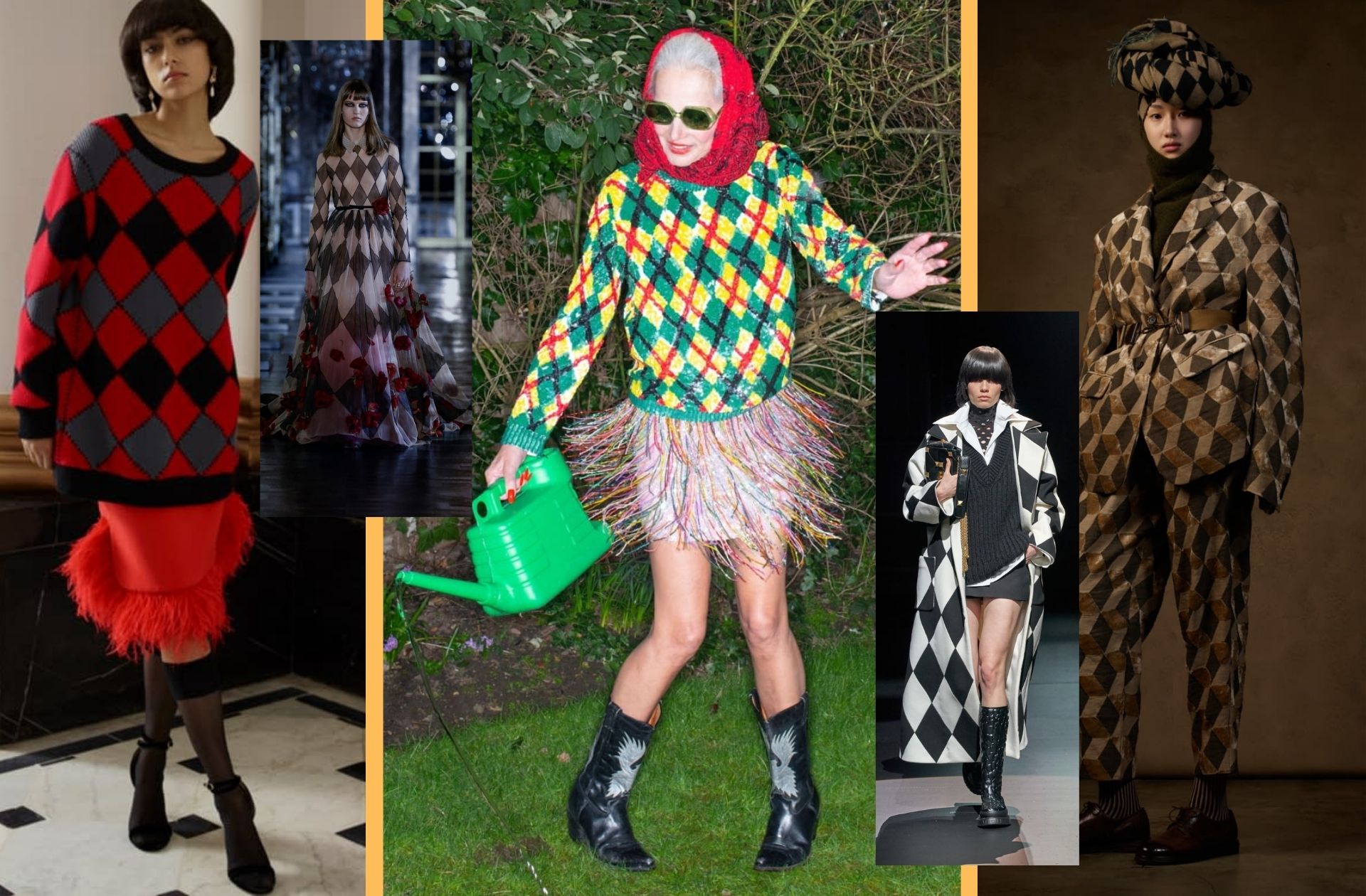 Les losanges et damiers aperçus chez Huishan Zhang, Christian Dior, Ashish, Valentino, ou encore Uma Wang.