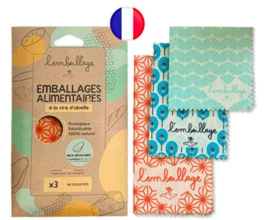L’Embeillage®, Le Bee Wrap français – Emballage Alimentaire réutilisable en Cire d’Abeille – 14€