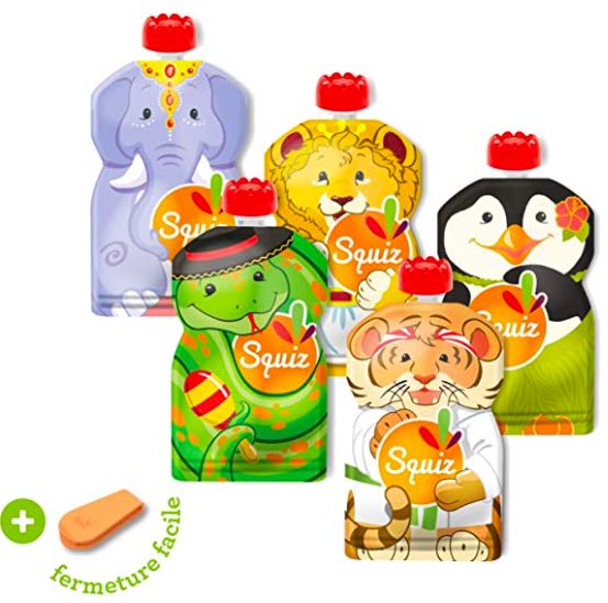 5 gourdes de compote réutilisables Squiz
