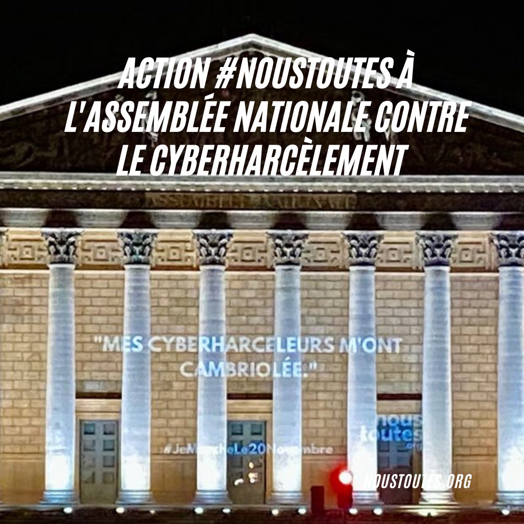 Nous Toutes frappe fort en projetant sur l’Assemblée nationale des témoignages de personnes cyberharcelées