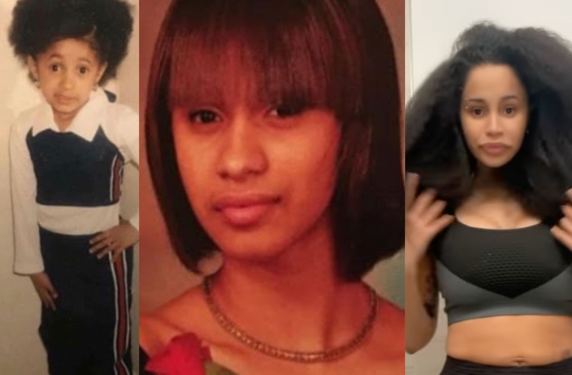 Cardi B enfant, adolescente, et aujourd'hui. © Instagram de Cardi B.