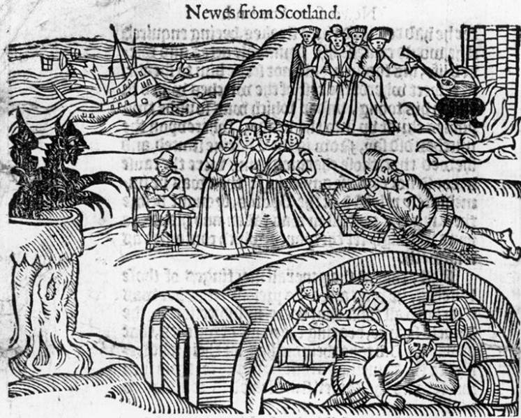 Les sorcières de North Berwick en train de jeter un sort. Unknown author, Public domain, via Wikimedia Commons