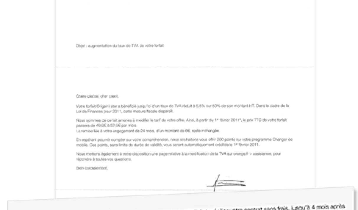 Lettre De Résiliation Orange Fixe Et Internet